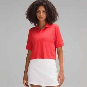 lululemon athletica Red Cropped Polo Top